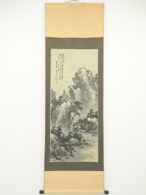 中国　黄省三筆　水墨山水　肉筆絹本掛軸